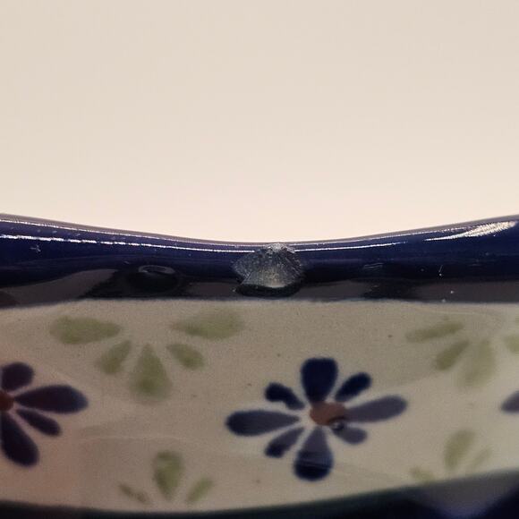 Unique Polish Pottery Fruit Bowl with Artist Initials - Grapes Motif - Picture 5 of 9